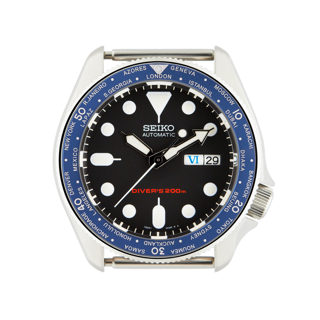 SKX007/SRPD Aluminium Bezel Insert: Worldtimer Blue