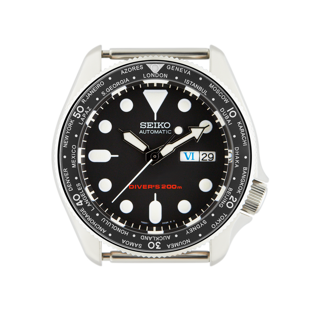 SKX007/SRPD Aluminium Bezel Insert: Worldtimer Black