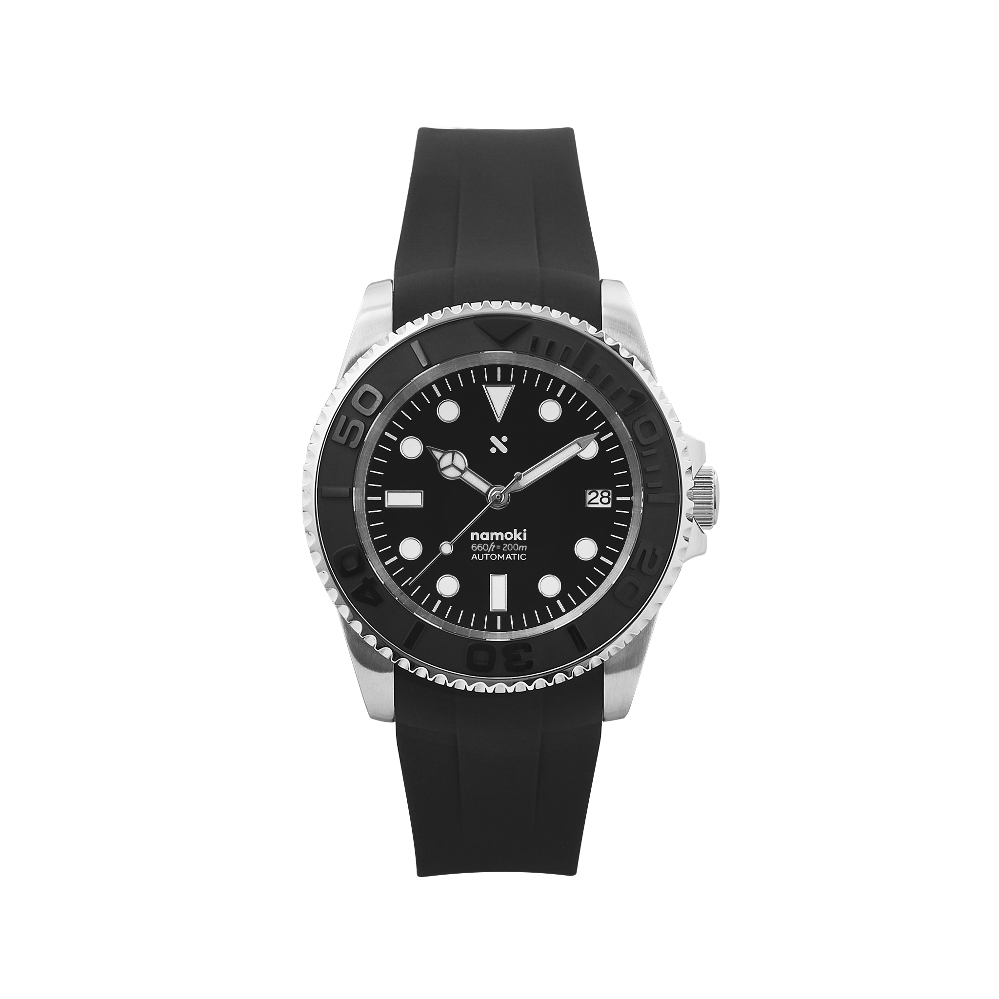 NMK01 Automatic Dive Watch YM Black with Fitted Rubber Strap