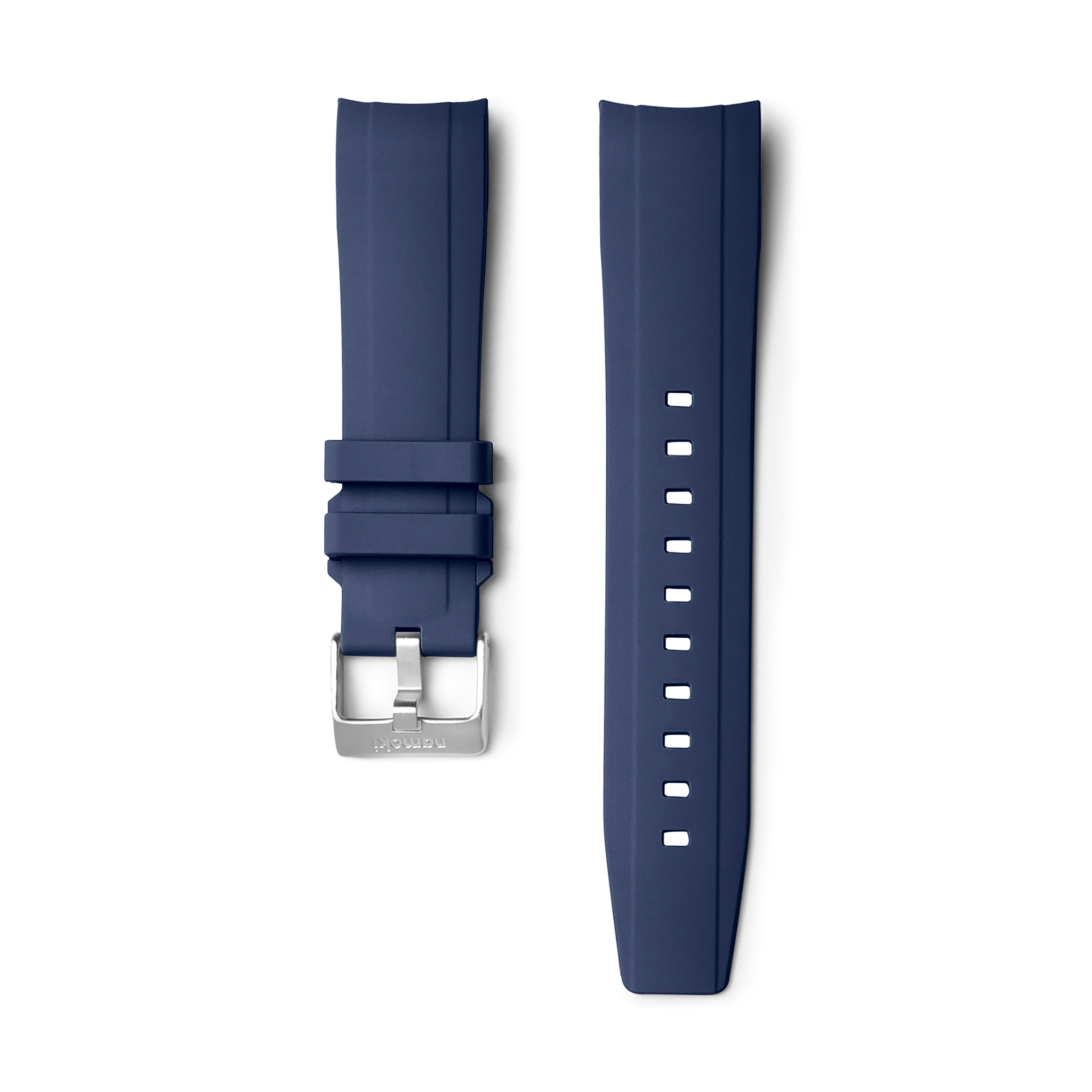 Curved End Rubber Strap for Seiko Turtle (CB08) Navy Blue / PVD Black